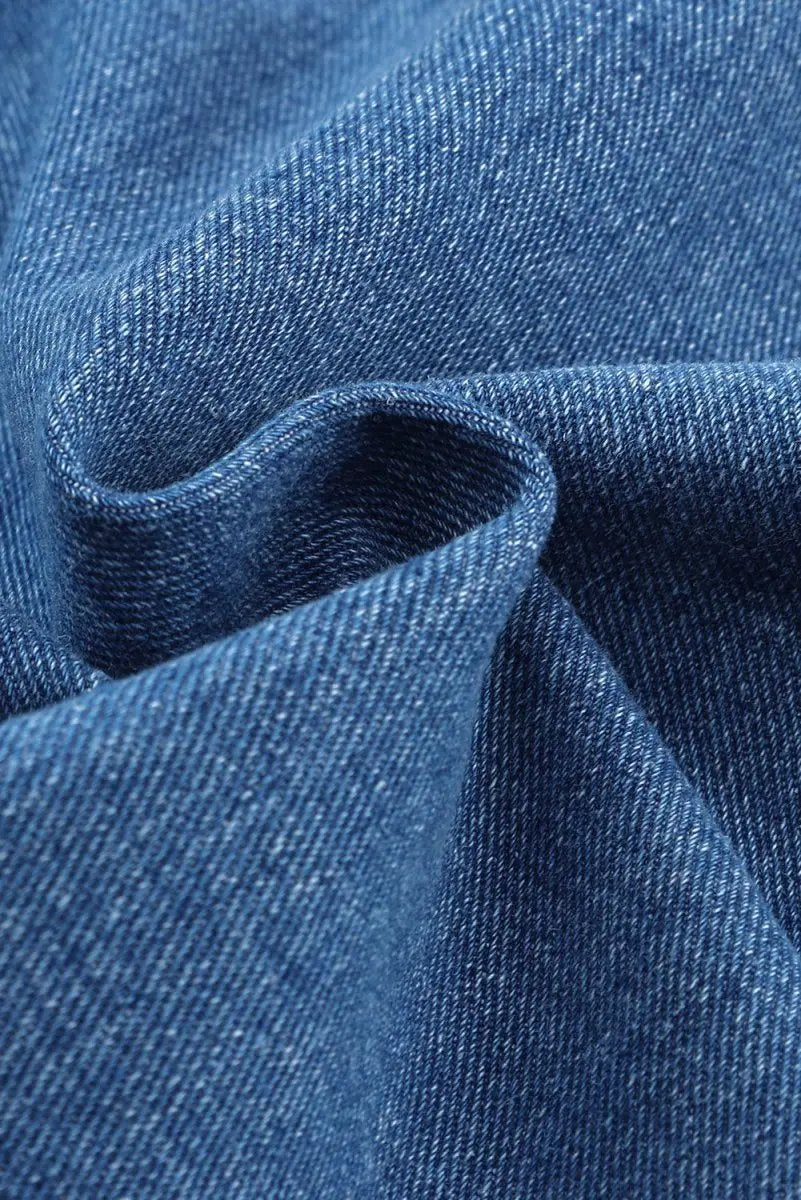 Collared Neck Button Up Denim Jacket for Women Fashion - Love Salve